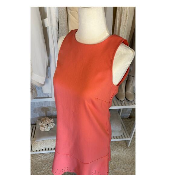 Loft Women's Size 0 Petite Women's Coral Pink Laser Cut Hem Sheath Dress #0426 - Picture 4 of 10